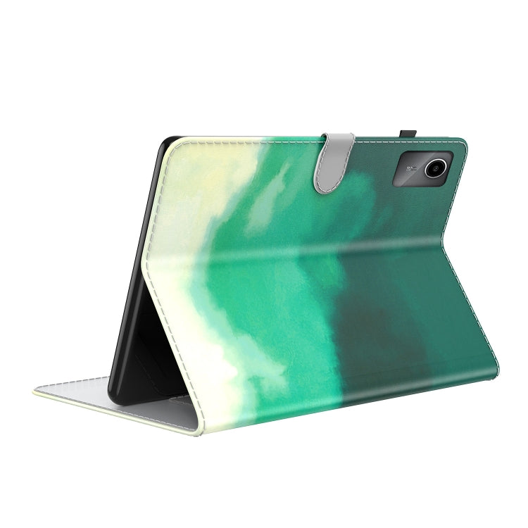 For Lenovo Tab M11 / Xiaoxin Pad 11 2024 Watercolor Pattern Flip Leather Tablet Case(Cyan Green) - Lenovo by PMC Jewellery | Online Shopping South Africa | PMC Jewellery | Buy Now Pay Later Mobicred