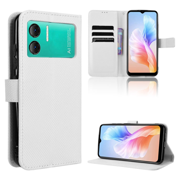For Doogee X98 Diamond Texture Leather Phone Case(White) - Doogee Cases by PMC TechLife | Online Shopping South Africa | PMC TechLife | Buy Now Pay Later Mobicred