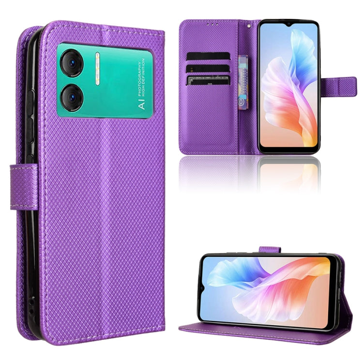 For Doogee X98 Diamond Texture Leather Phone Case(Purple) - Doogee Cases by PMC TechLife | Online Shopping South Africa | PMC TechLife | Buy Now Pay Later Mobicred