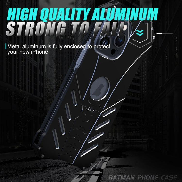 For iPhone 15 Pro R-JUST Batman Hollow Metal Phone Protective Case(Black) - iPhone 15 Pro Cases by R-JUST | Online Shopping South Africa | PMC TechLife | Buy Now Pay Later Mobicred