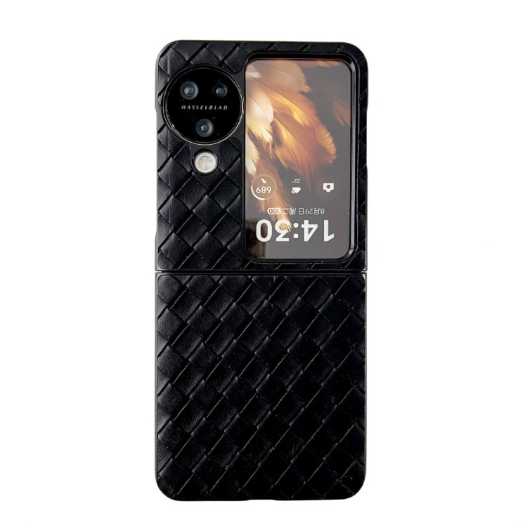 For OPPO Find N3 Flip Woven Texture Shockproof Phone Case(Black) - Find N3 Flip Cases by PMC TechLife | Online Shopping South Africa | PMC TechLife | Buy Now Pay Later Mobicred