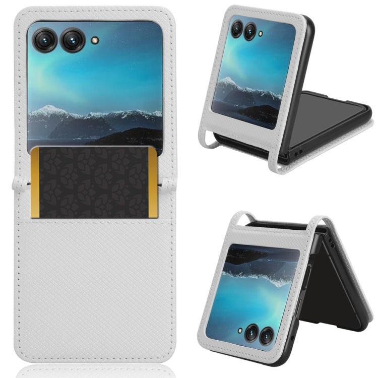 For Motorola Razr 40 Ultra Diamond Texture Leather Phone Case(White) - Motorola Cases by PMC TechLife | Online Shopping South Africa | PMC TechLife | Buy Now Pay Later Mobicred