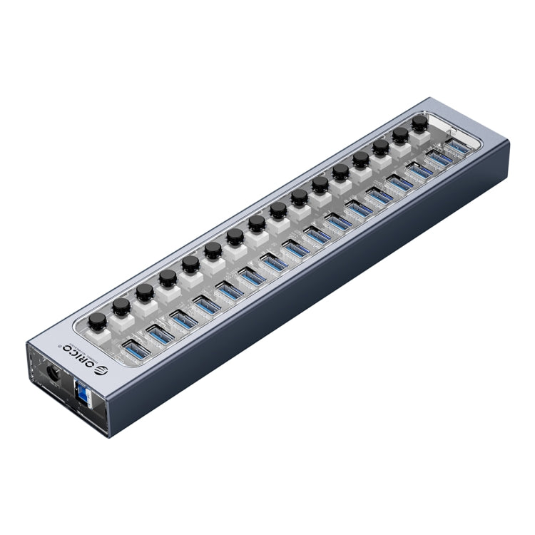 ORICO AT2U3-16AB-GY-BP 16 Ports USB 3.0 HUB with Individual Switches & Blue LED Indicator(UK Plug) - free shipping - PMC Jewellery - Order now!