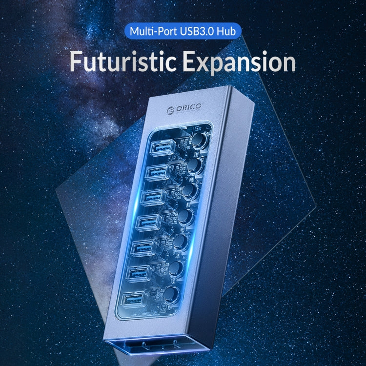 ORICO AT2U3-16AB-GY-BP 16 Ports USB 3.0 HUB with Individual Switches & Blue LED Indicator(EU Plug) - free shipping - PMC Jewellery - Order now!