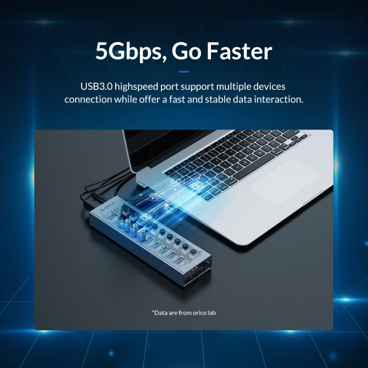 ORICO AT2U3-16AB-GY-BP 16 Ports USB 3.0 HUB with Individual Switches & Blue LED Indicator(AU Plug) - free shipping - PMC Jewellery - Order now!