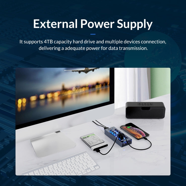 ORICO AT2U3-16AB-GY-BP 16 Ports USB 3.0 HUB with Individual Switches & Blue LED Indicator(US Plug) - free shipping - PMC Jewellery - Order now!