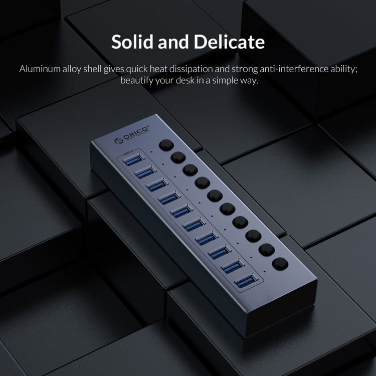 ORICO BT2U3-10AB-GY-BP 10 Ports USB 3.0 HUB with Individual Switches(US Plug) - free shipping - PMC Jewellery - Order now!