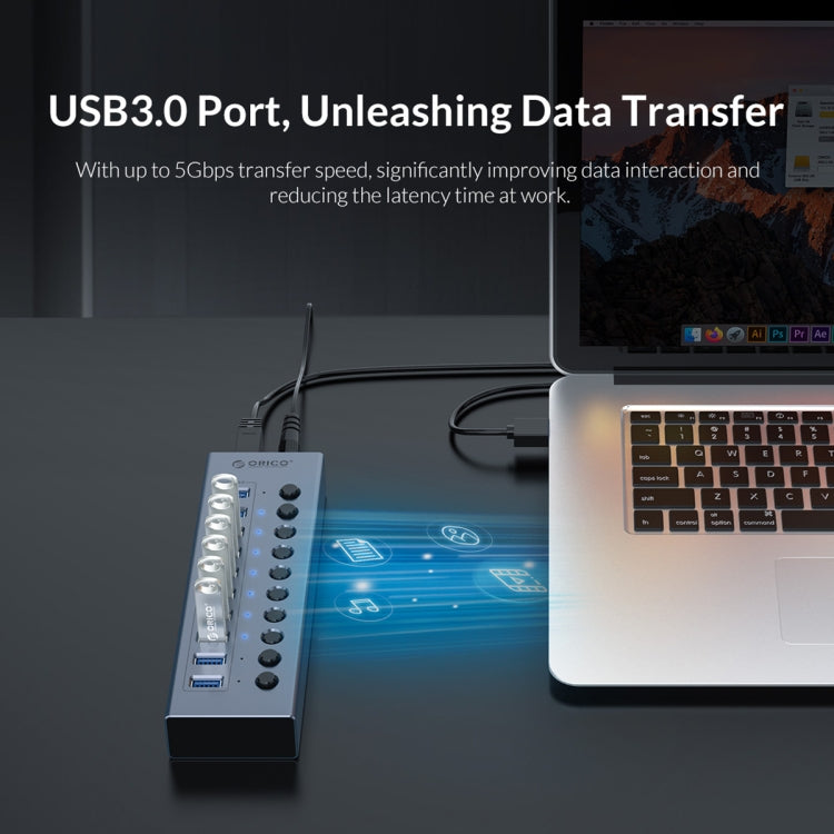 ORICO BT2U3-10AB-GY-BP 10 Ports USB 3.0 HUB with Individual Switches(AU Plug) - free shipping - PMC Jewellery - Order now!