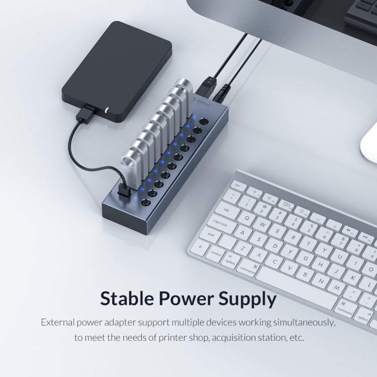 ORICO BT2U3-10AB-GY-BP 10 Ports USB 3.0 HUB with Individual Switches(UK Plug) - free shipping - PMC Jewellery - Order now!