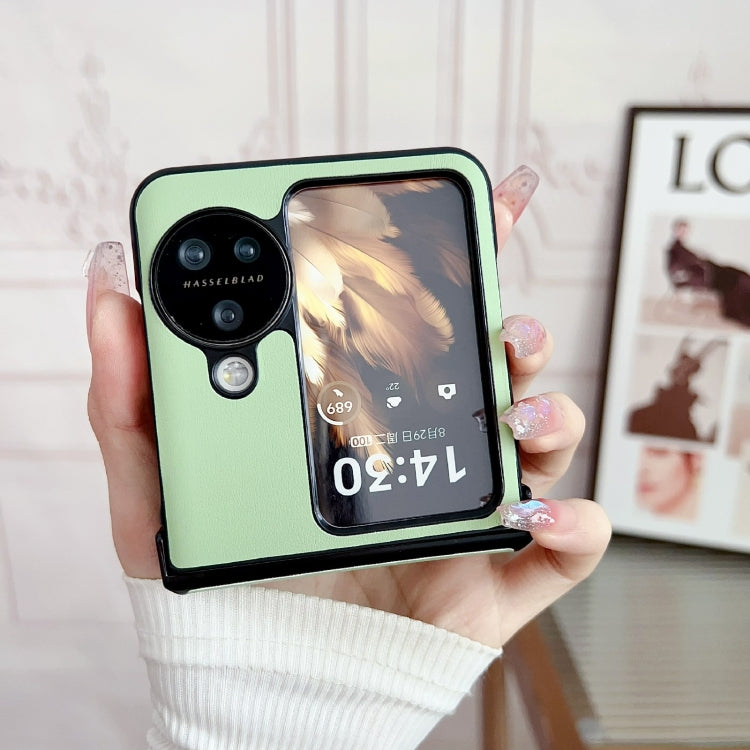 For OPPO Find N3 Flip Three-piece Set Morandi Solid Color Leather Texture Phone Case(White) - OPPO Cases by PMC TechLife | Online Shopping South Africa | PMC TechLife | Buy Now Pay Later Mobicred