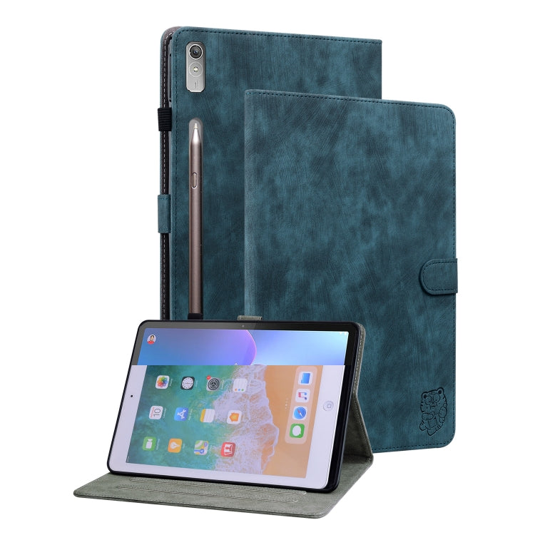 For Lenovo Tab P12 Tiger Pattern Flip Leather Tablet Case(Dark Blue) - Lenovo by PMC TechLife | Online Shopping South Africa | PMC TechLife | Buy Now Pay Later Mobicred