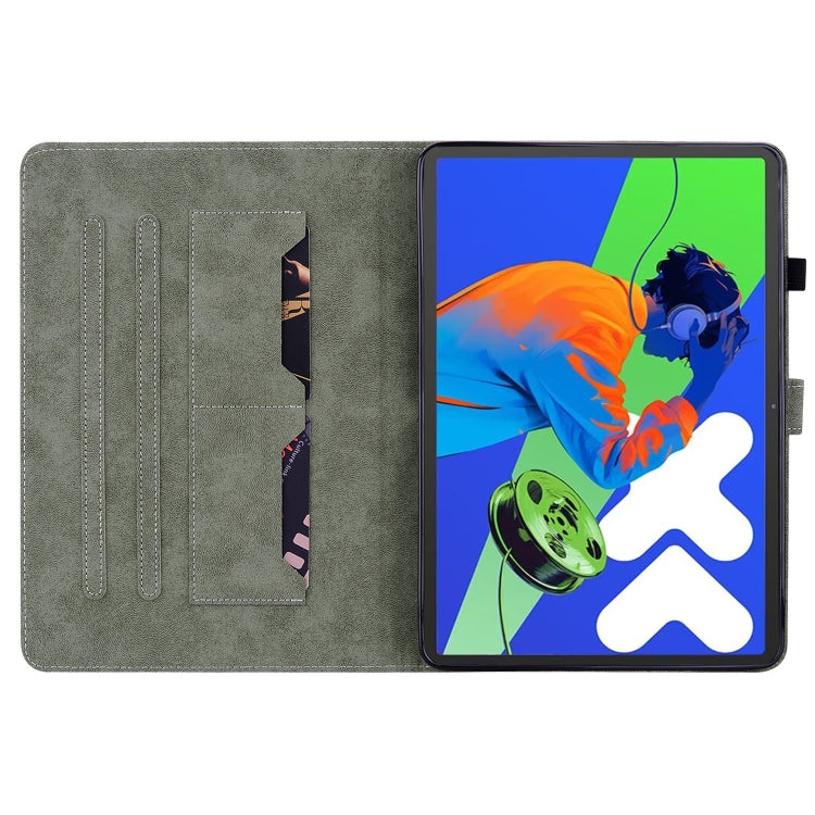 For Lenovo Tab P12 Pro 12.7 2025 Tiger Pattern Flip Leather Tablet Case(Grey) - Lenovo by PMC TechLife | Online Shopping South Africa | PMC TechLife | Buy Now Pay Later Mobicred