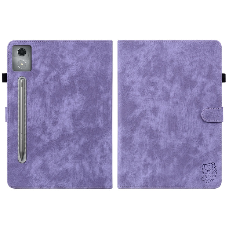 For Lenovo Tab P12 Pro 12.7 2025 Tiger Pattern Flip Leather Tablet Case(Purple) - Lenovo by PMC TechLife | Online Shopping South Africa | PMC TechLife | Buy Now Pay Later Mobicred