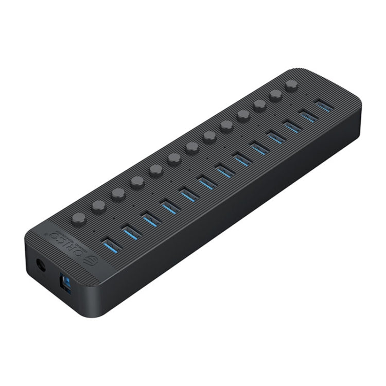 ORICO CT2U3-13AB Plastic Stripes 13 Ports USB 3.0 HUB with Individual Switches, Plug:UK Plug(Black) - free shipping - PMC Jewellery - Order now!