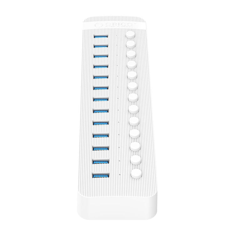 ORICO CT2U3-13AB Plastic Stripes 13 Ports USB 3.0 HUB with Individual Switches, Plug:UK Plug(White) - free shipping - PMC Jewellery - Order now!