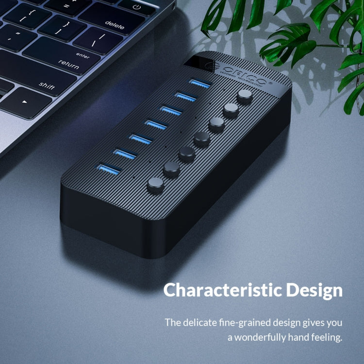 ORICO CT2U3-13AB Plastic Stripes 13 Ports USB 3.0 HUB with Individual Switches, Plug:US Plug(Black) - free shipping - PMC Jewellery - Order now!
