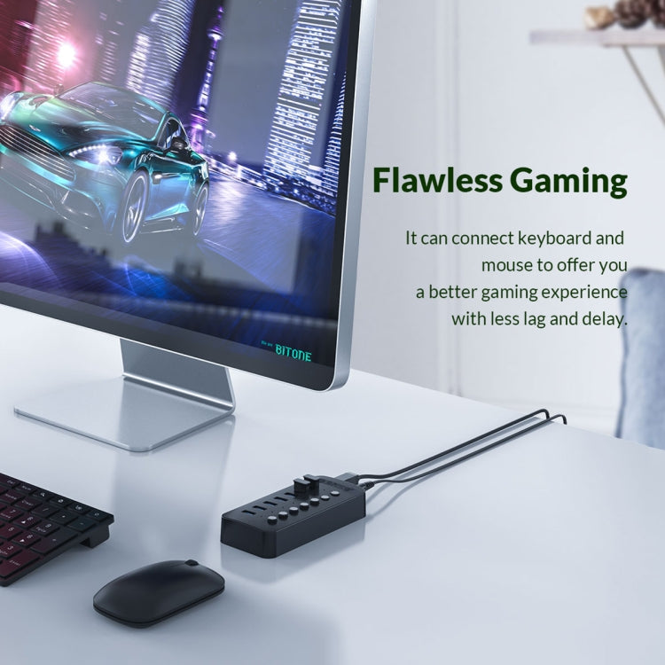 ORICO CT2U3-13AB Plastic Stripes 13 Ports USB 3.0 HUB with Individual Switches, Plug:UK Plug(Black) - free shipping - PMC Jewellery - Order now!