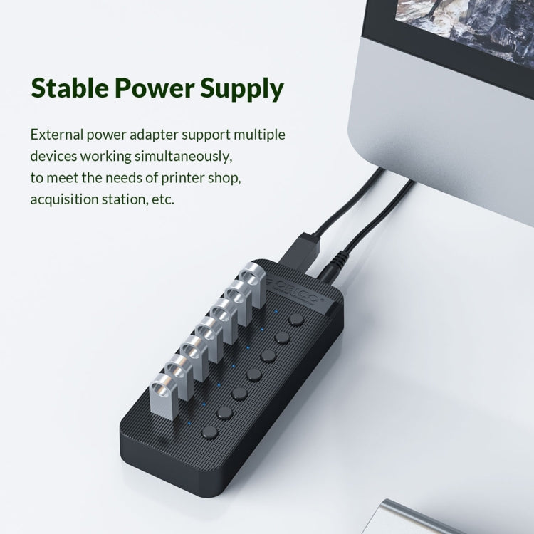 ORICO CT2U3-13AB Plastic Stripes 13 Ports USB 3.0 HUB with Individual Switches, Plug:UK Plug(Black) - free shipping - PMC Jewellery - Order now!