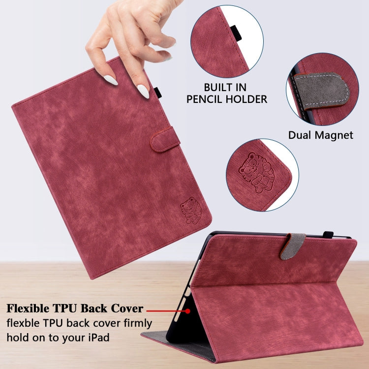 For Honor Pad 9 12.1 Embossed Tiger Pattern Leather Tablet Case(Red) - Honor by PMC TechLife | Online Shopping South Africa | PMC TechLife | Buy Now Pay Later Mobicred