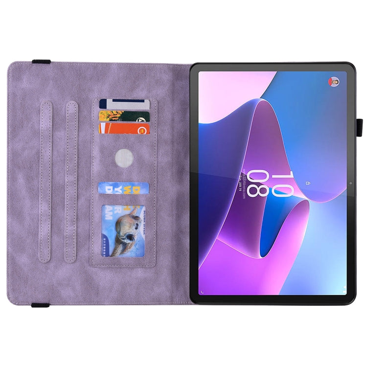 For Lenovo Tab P12 Butterfly Flower Embossed Leather Tablet Case(Purple) - Lenovo by PMC TechLife | Online Shopping South Africa | PMC TechLife | Buy Now Pay Later Mobicred