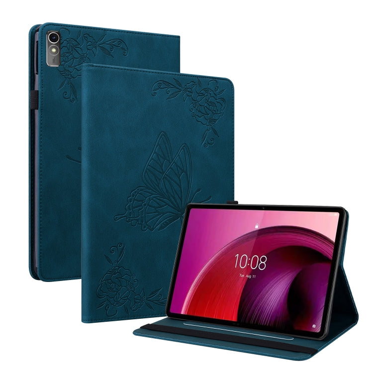 For Lenovo Tab M10 5G 10.6 inch Butterfly Flower Embossed Leather Tablet Case(Blue) - Lenovo by PMC TechLife | Online Shopping South Africa | PMC TechLife | Buy Now Pay Later Mobicred