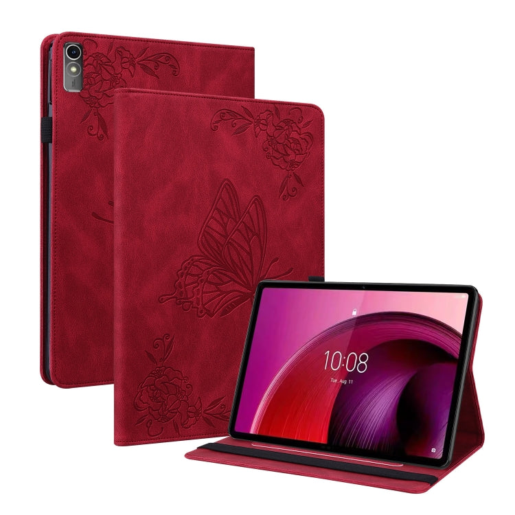 For Lenovo Tab M10 5G 10.6 inch Butterfly Flower Embossed Leather Tablet Case(Red) - free shipping - PMC TechLife - Order now!