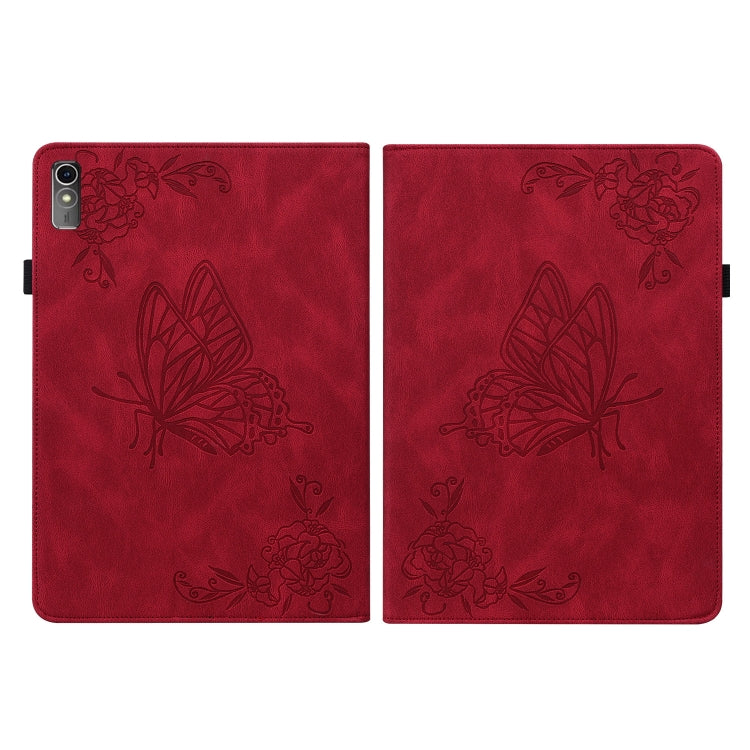 For Lenovo Tab M10 5G 10.6 inch Butterfly Flower Embossed Leather Tablet Case(Red) - free shipping - PMC TechLife - Order now!