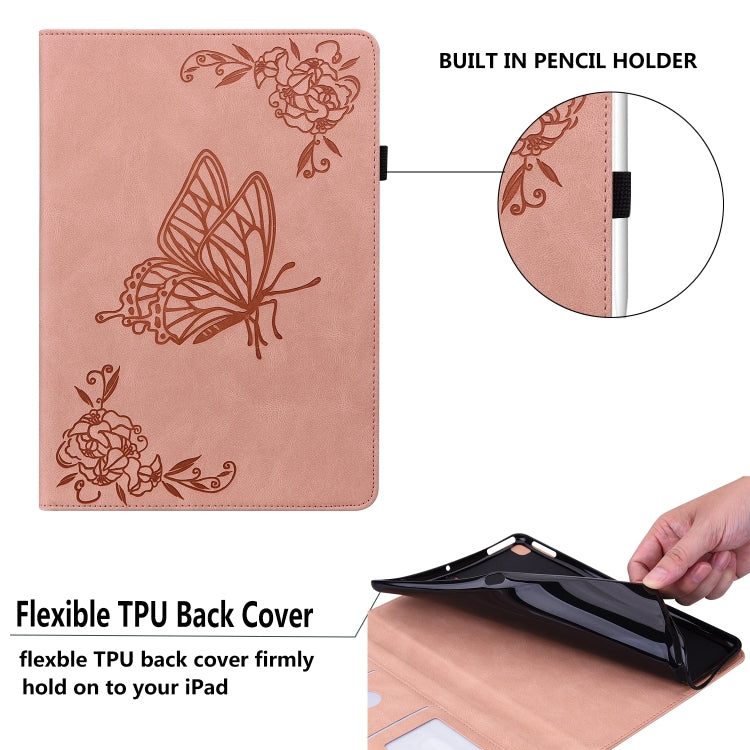 For Lenovo Tab M10 5G 10.6 inch Butterfly Flower Embossed Leather Tablet Case(Rose Gold) - Lenovo by PMC TechLife | Online Shopping South Africa | PMC TechLife | Buy Now Pay Later Mobicred