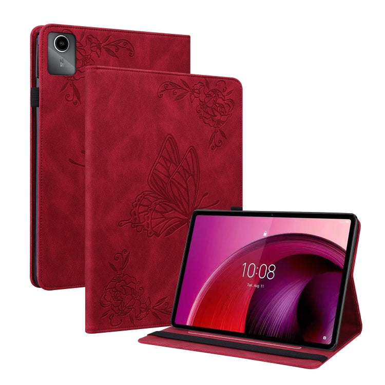 For Lenovo Tab M11/Xiaoxin Pad 11 2024 Butterfly Flower Embossed Leather Tablet Case(Red) - Lenovo by PMC Jewellery | Online Shopping South Africa | PMC Jewellery | Buy Now Pay Later Mobicred
