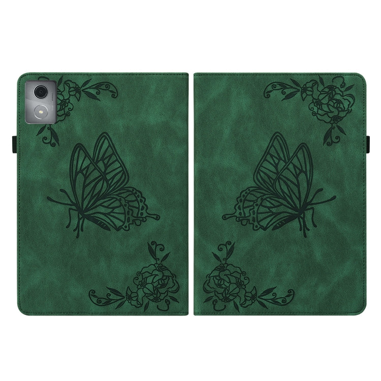 For Lenovo Tab K11 Plus Butterfly Flower Embossed Leather Tablet Case(Green) - Lenovo by PMC TechLife | Online Shopping South Africa | PMC TechLife | Buy Now Pay Later Mobicred