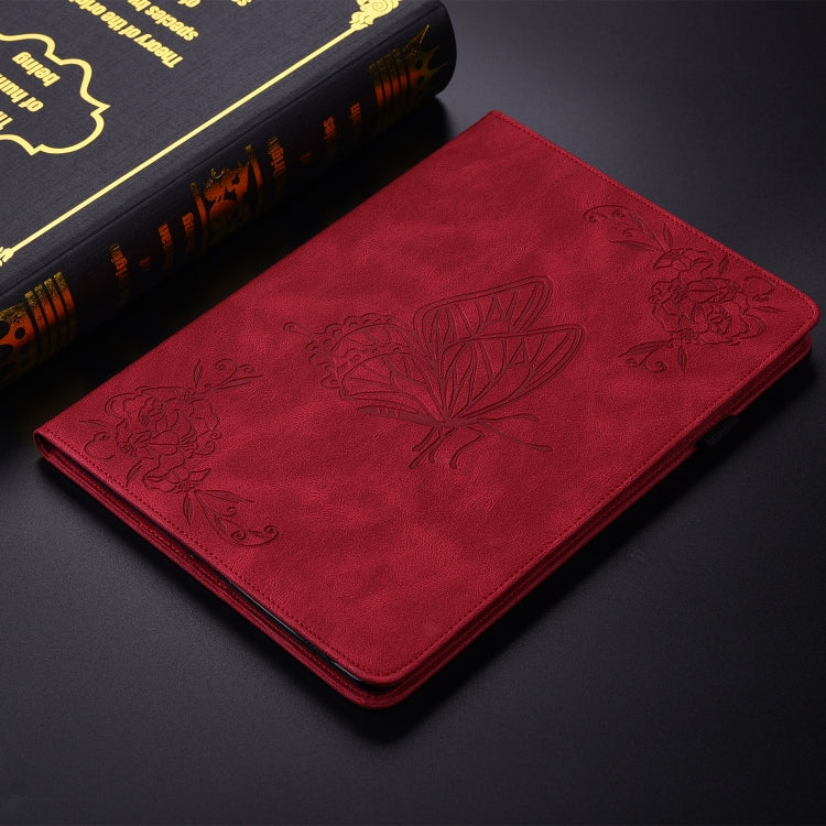 For Lenovo Tab K11 Plus Butterfly Flower Embossed Leather Tablet Case(Red) - Lenovo by PMC TechLife | Online Shopping South Africa | PMC TechLife | Buy Now Pay Later Mobicred