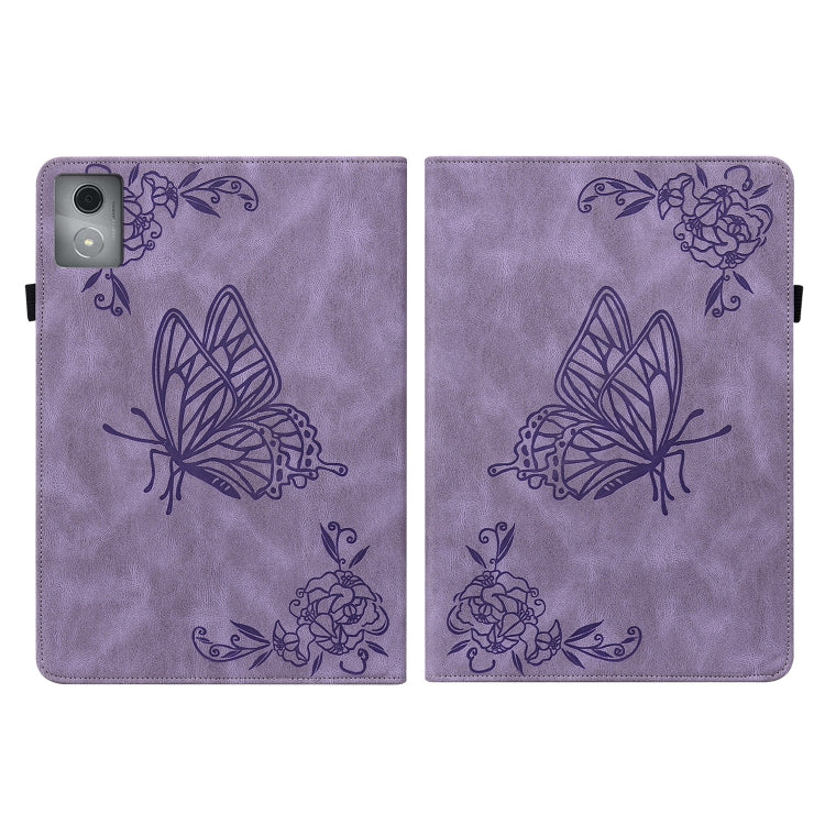 For Lenovo Tab K11 Plus Butterfly Flower Embossed Leather Tablet Case(Purple) - Lenovo by PMC TechLife | Online Shopping South Africa | PMC TechLife | Buy Now Pay Later Mobicred