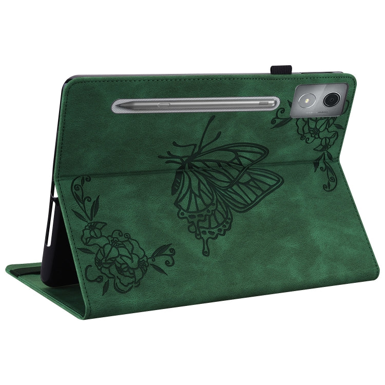 For Lenovo Tab P12 Pro 12.7 2025 Butterfly Flower Embossed Leather Tablet Case(Green) - Lenovo by PMC TechLife | Online Shopping South Africa | PMC TechLife | Buy Now Pay Later Mobicred