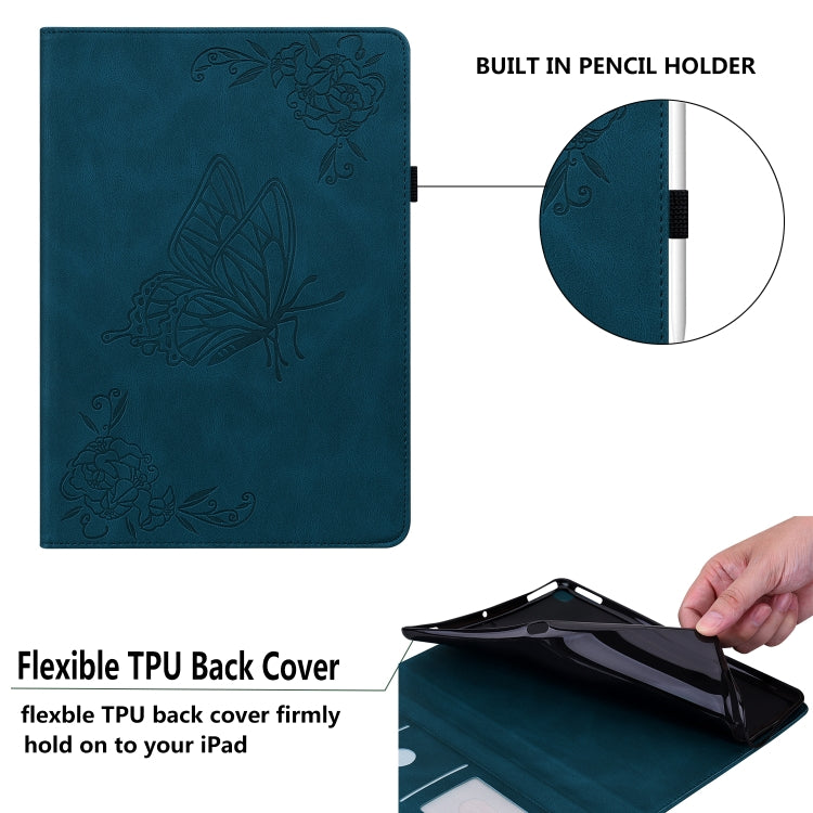 For Lenovo Tab P12 Pro 12.7 2025 Butterfly Flower Embossed Leather Tablet Case(Blue) - Lenovo by PMC TechLife | Online Shopping South Africa | PMC TechLife | Buy Now Pay Later Mobicred
