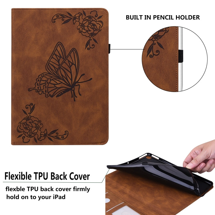 For Lenovo Tab P12 Pro 12.7 2025 Butterfly Flower Embossed Leather Tablet Case(Brown) - Lenovo by PMC TechLife | Online Shopping South Africa | PMC TechLife | Buy Now Pay Later Mobicred