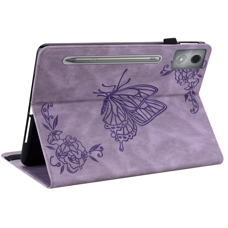 For Lenovo Tab P12 Pro 12.7 2025 Butterfly Flower Embossed Leather Tablet Case(Purple) - Lenovo by PMC TechLife | Online Shopping South Africa | PMC TechLife | Buy Now Pay Later Mobicred