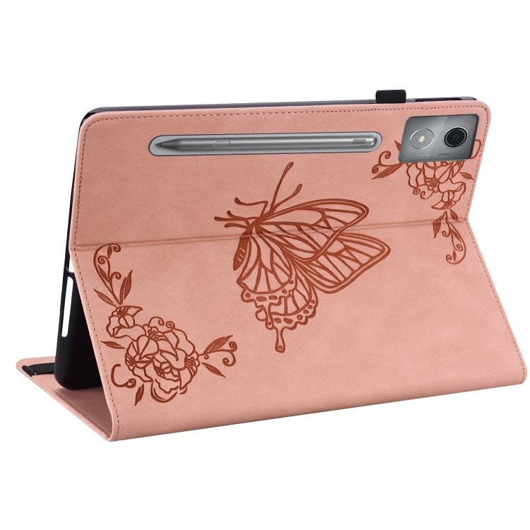 For Lenovo Tab P12 Pro 12.7 2025 Butterfly Flower Embossed Leather Tablet Case(Rose Gold) - Lenovo by PMC TechLife | Online Shopping South Africa | PMC TechLife | Buy Now Pay Later Mobicred