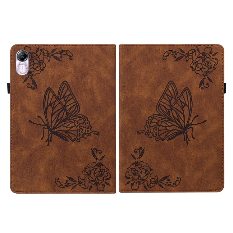 For Honor Pad X8 Pro/X9 Butterfly Flower Embossed Leather Tablet Case(Brown) - Honor by PMC TechLife | Online Shopping South Africa | PMC TechLife | Buy Now Pay Later Mobicred