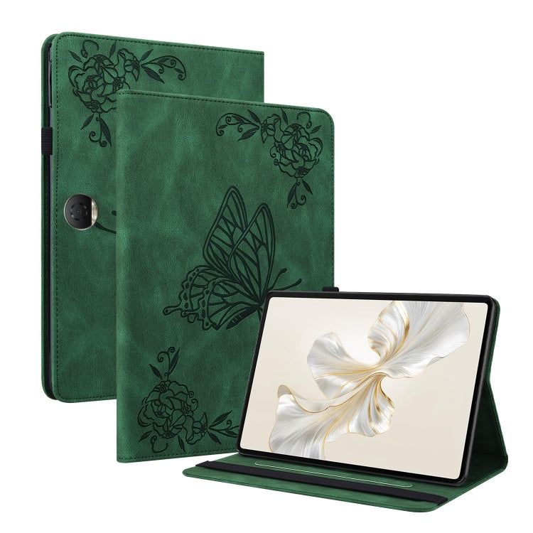 For Honor Pad 9 12.1 Butterfly Flower Embossed Leather Tablet Case(Green) - Honor by PMC TechLife | Online Shopping South Africa | PMC TechLife | Buy Now Pay Later Mobicred