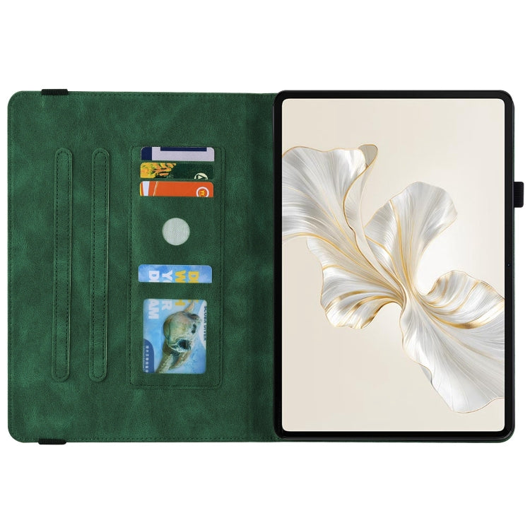 For Honor Pad 9 12.1 Butterfly Flower Embossed Leather Tablet Case(Green) - Honor by PMC TechLife | Online Shopping South Africa | PMC TechLife | Buy Now Pay Later Mobicred