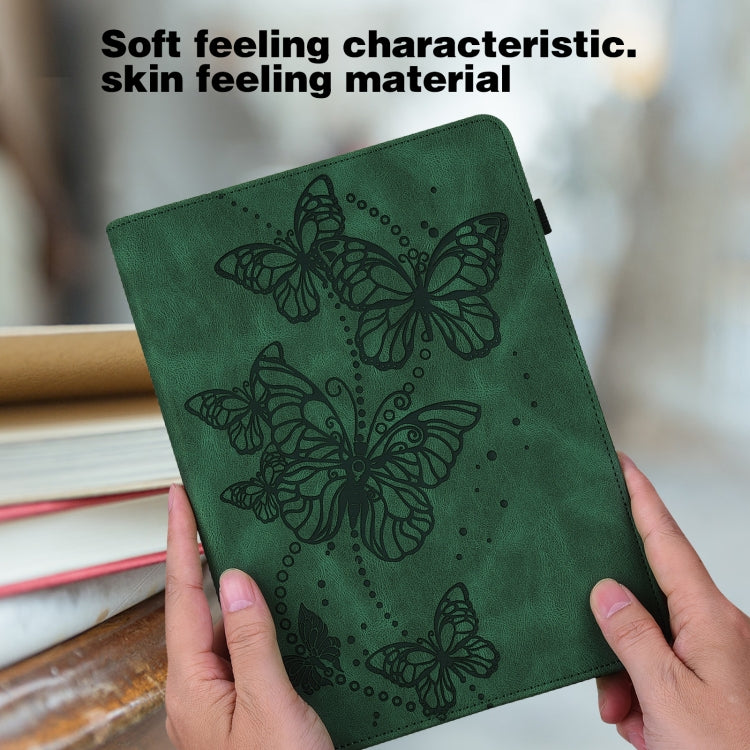 For Samsung Galaxy Tab S9 Embossed Butterfly Pattern Horizontal Flip Leather Tablet Case(Green) - free shipping - PMC Jewellery - Order now!