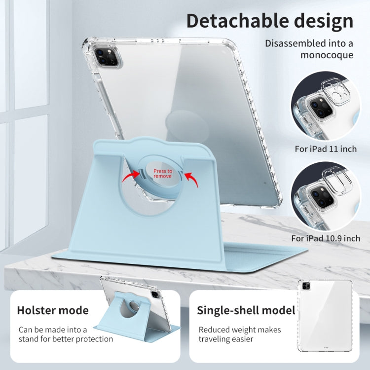 For iPad Air 13 2024 / Pro 12.9 2022 360 Rotation Detachable Clear Acrylic Leather Tablet Case(Ice Blue) - iPad Pro 12.9 (2022/2021) Cases by PMC TechLife | Online Shopping South Africa | PMC TechLife | Buy Now Pay Later Mobicred