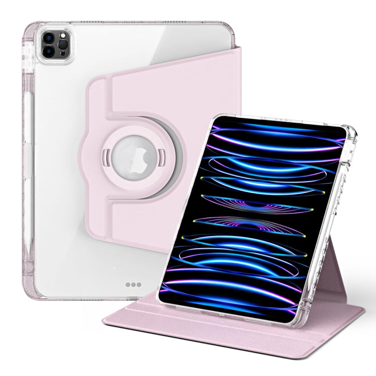 For iPad Air 13 2025 / 2024 360 Rotation Detachable Clear Acrylic Leather Tablet Case(Pink) - iPad Pro 12.9 (2022/2021) Cases by PMC TechLife | Online Shopping South Africa | PMC TechLife | Buy Now Pay Later Mobicred