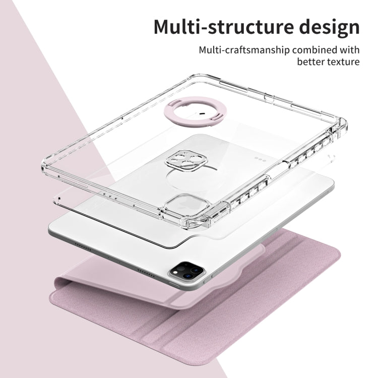 For iPad Air 13 2025 / 2024 360 Rotation Detachable Clear Acrylic Leather Tablet Case(Pink) - iPad Pro 12.9 (2022/2021) Cases by PMC TechLife | Online Shopping South Africa | PMC TechLife | Buy Now Pay Later Mobicred
