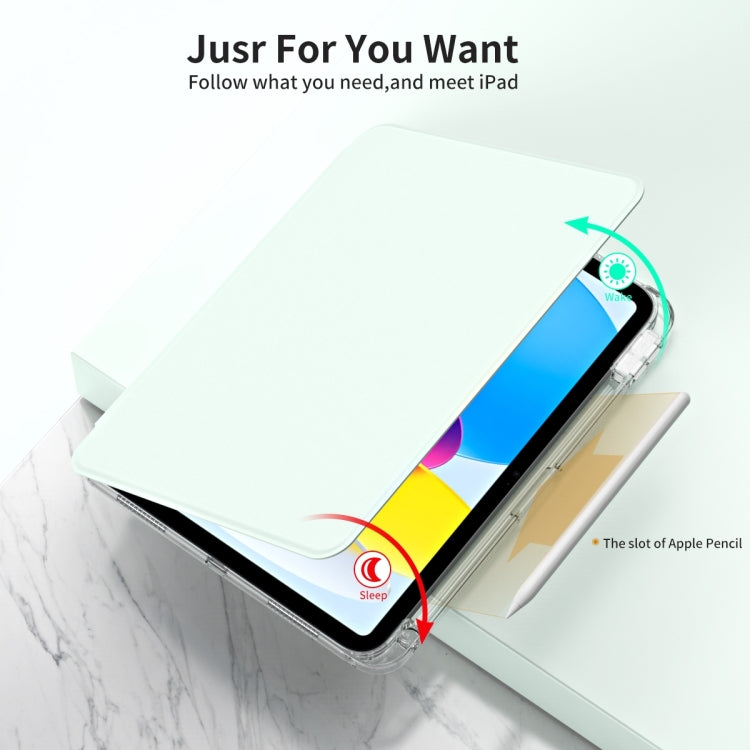 For iPad Air 11 2025 / 2024 360 Rotation Detachable Clear Acrylic Leather Tablet Case(Light Green) - iPad Air 11 2025 / 2024 Cases by PMC TechLife | Online Shopping South Africa | PMC TechLife | Buy Now Pay Later Mobicred