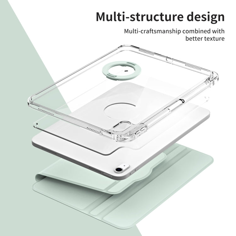 For iPad Air 11 2025 / 2024 360 Rotation Detachable Clear Acrylic Leather Tablet Case(Light Green) - iPad Air 11 2025 / 2024 Cases by PMC TechLife | Online Shopping South Africa | PMC TechLife | Buy Now Pay Later Mobicred