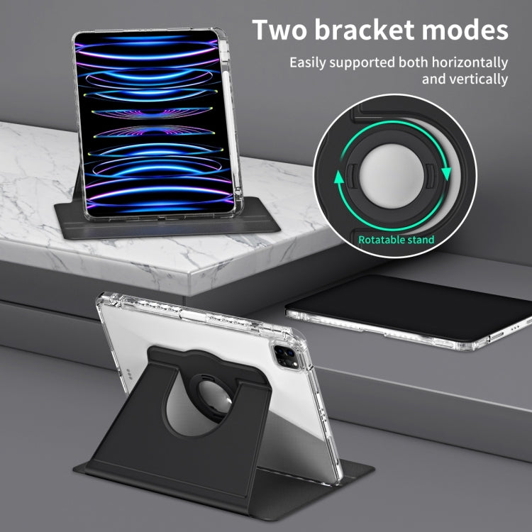 For iPad Pro 11 2024 360 Rotation Detachable Clear Acrylic Leather Tablet Case(Black) - iPad Pro 11 2024 Cases by PMC TechLife | Online Shopping South Africa | PMC TechLife | Buy Now Pay Later Mobicred