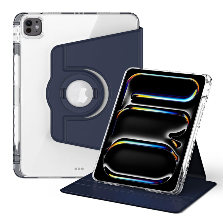 For iPad Pro 11 2024 360 Rotation Detachable Clear Acrylic Leather Tablet Case(Dark Blue) - iPad Pro 11 2024 Cases by PMC TechLife | Online Shopping South Africa | PMC TechLife | Buy Now Pay Later Mobicred