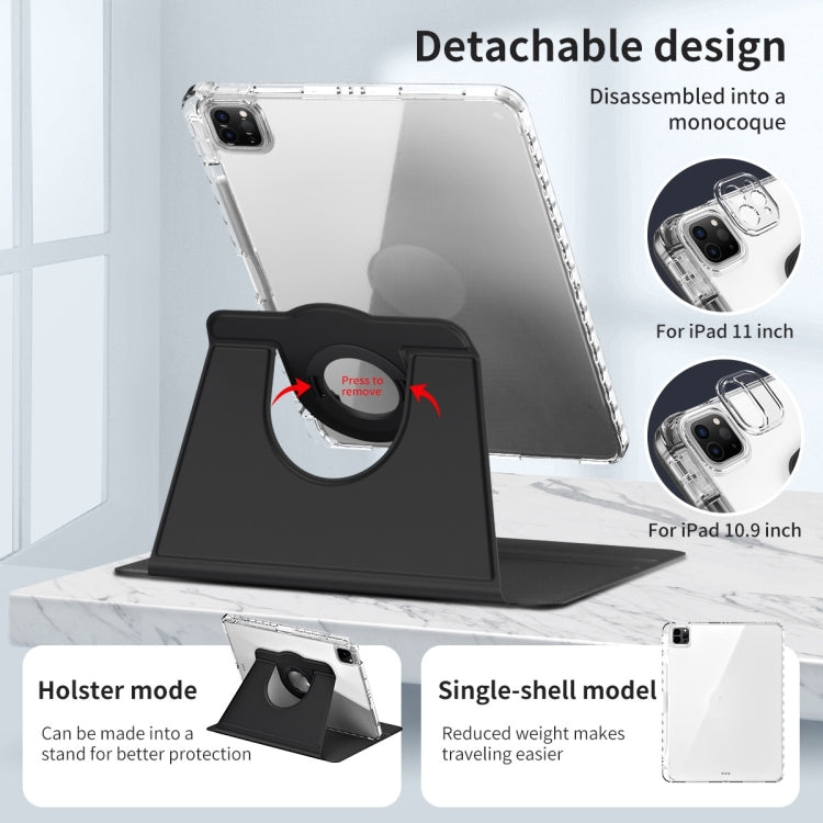 For iPad Pro 13 2024 360 Rotation Detachable Clear Acrylic Leather Tablet Case(Black) - iPad Pro 13 2024 Cases by PMC TechLife | Online Shopping South Africa | PMC TechLife | Buy Now Pay Later Mobicred