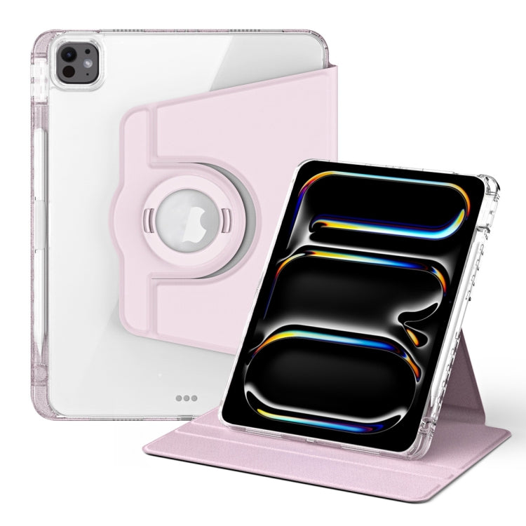 For iPad Pro 13 2024 360 Rotation Detachable Clear Acrylic Leather Tablet Case(Pink) - iPad Pro 13 2024 Cases by PMC TechLife | Online Shopping South Africa | PMC TechLife | Buy Now Pay Later Mobicred